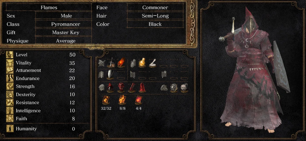 Personagem da build FLAMES PVP