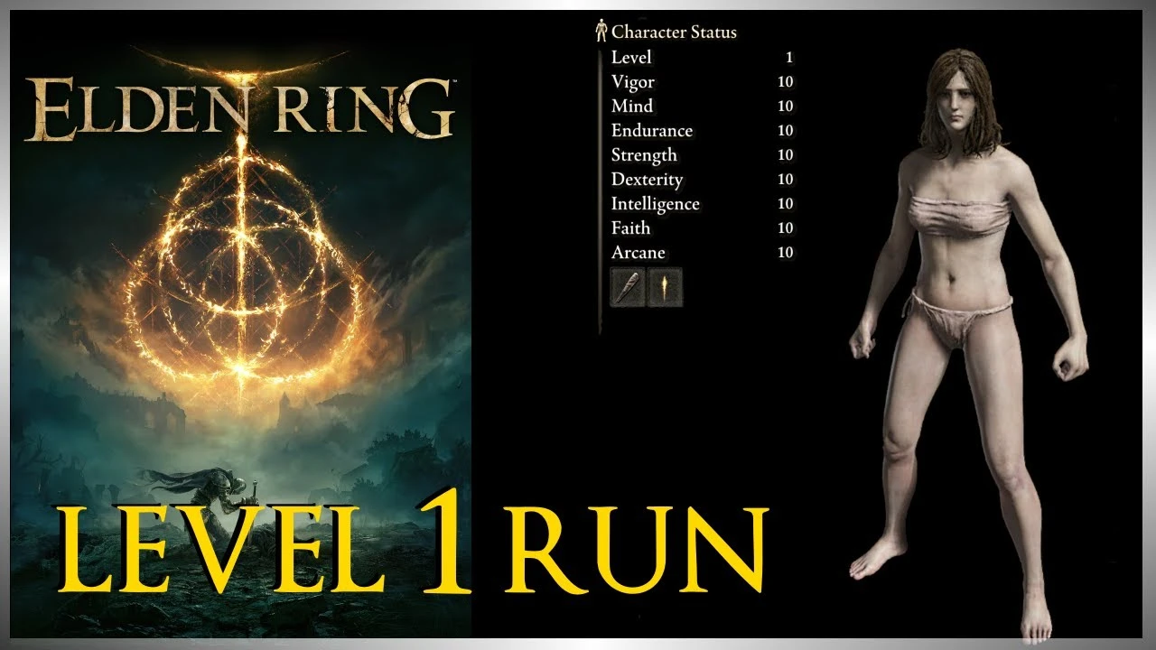 Personagem da build Elden Ring LV1 Hardcore